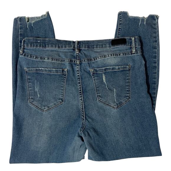 Nicole Miller (12) Soho High Rise Ankle Skinny Jeans Mid Wash Distressed Raw Hem - Picture 3 of 12